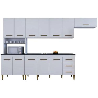 Imagem de Cozinha Completa Atenas 12 Portas 3 Gavetas Branco Kaiki Móveis