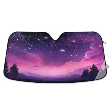 Imagem de ATTX Para-brisas de carro rosa Nebula Stars 134.6 cm x 59.7 cm Escudo solar universal com proteção UV, persiana de janela frontal automática dobrável para caminhões Sedans SUVs #454