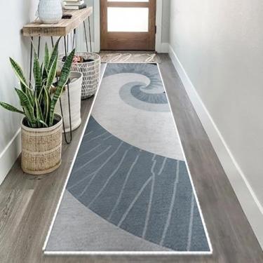 Imagem de HGTRH Tapete listrado lavável, corredor minimalista moderno para corredor, cozinha, quarto, laranja, marrom, listrado, decoração de casa, tapete longo antiderrapante C 60 x 550 cm