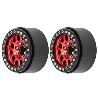 Imagem de Ainoli 2 unidades 1.9 em cubo de roda de liga de alumínio sem adesivo para carro RC tipo furo quadrado de 12 pontos (Preto Vermelho)