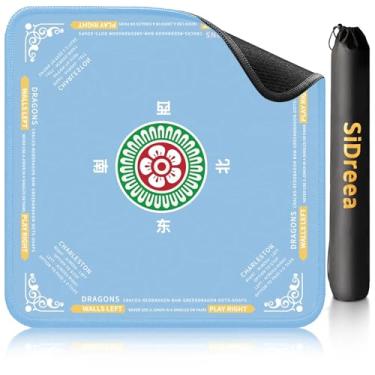 Imagem de Tapete Mahjong, tapete de Mahjong antiderrapante com redução de ruído de 82,4 × 82,4 cm para mesa, tapete de mesa Mahjong para pôquer, cartas, jogos de tabuleiro, jogos de azulejo, dominó (azul claro)