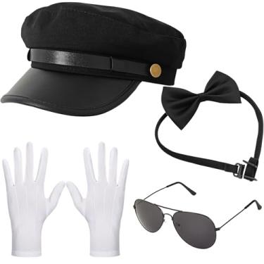 Imagem de CiviLight Chauffeur Costume Limo Taxi Driver Halloween Cosplay Accessories Chauffeur Hat Sunglasses Gloves Bowtie Set