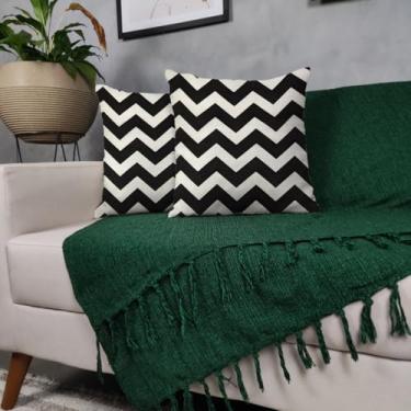 Imagem de Genérico, Kit Manta Para Sofá Verde + 2 Capas De Almofada Com Zíper Cor:01