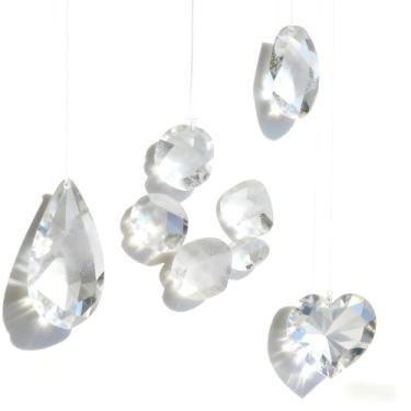 Imagem de 15. Quartzo branco cristalino ST890 com filtro solar puro brilhante, polido para decoração de janela para captar a luz solar e lançar brilhos de arco-íris puros em casa, escritório, sala de estar