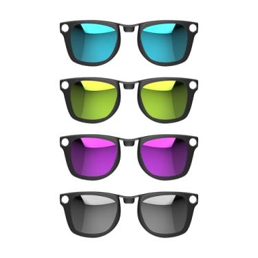 Imagem de Clipe polarizado de 4 peças para Ray-Ban Meta Wayfarer e Gen 2 (RW4006/RW4012 Regular 50-22), moldura preta fosca com clipe para Meta Wayfarer Gen 2 Proteja seus olhos, legal e moderno (prata + azul +