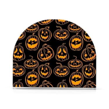 Imagem de JUZIHAI Cabaças de Halloween Abóboras Porta-guardanapos para mesa Dispensador de guardanapo de acrílico Suporte de lenço independente de mesa para cozinha sala de jantar bar festa decoração de casa