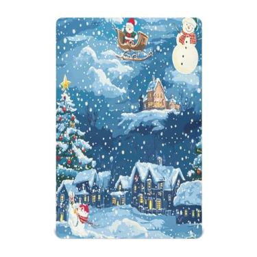 Imagem de Qilmy Lençóis de berço de bebê Christmas House, lençol com elástico macio e respirável de microfibra para meninos e meninas, miniberço, 99 cm x 68,5 cm, capa de colchão infantil portátil