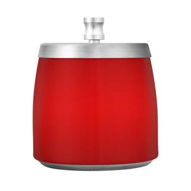 Imagem de Qilmy Cinzeiro vermelho liso de aço inoxidável com tampa - Cinzeiro de cigarro à prova de vento sem cheiro sem fumaça para casa, escritório, carro, pátio, varanda (uso interno e externo)