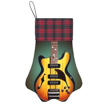 Imagem de SKKNT Guitarra Baixo Música Instrumentos Musicais Impressão Meias de Natal Animais de Estimação Decoração de Natal Cães Gatos Árvore Decoração Doce Presente Conveniente