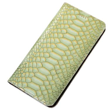 Imagem de POYUFRG Capa flip para Xiaomi 17 Pro Max/17 Pro/17, capa carteira de couro com estampa de cobra com compartimentos para cartões, capa protetora com fecho magnético, verde, 17 Pro
