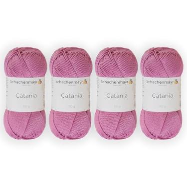 Imagem de 4 novelos/pacote Schachenmayr (SMC) Catania Originals Yarn, cada bola 50 g (125 m), 100% algodão mercerizado para fio de tricô e crochê, peso esportivo, 398 - azaléia