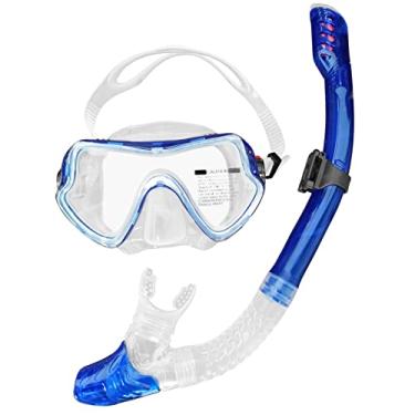 Imagem de Conjunto de Snorkeling Visão Amplia Snorkel Dry Top para Mergulho com Lente -Embaçamento Moldura Grande Watertight Caça