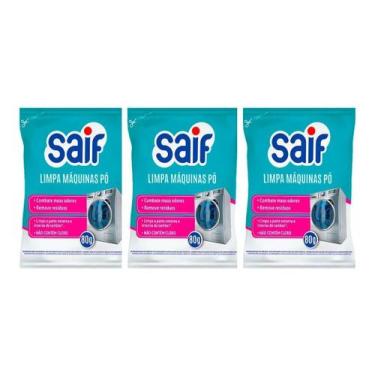 Imagem de Kit Com 3 Limpa Máquinas De Lavar Roupas Saif Em Pó 80g