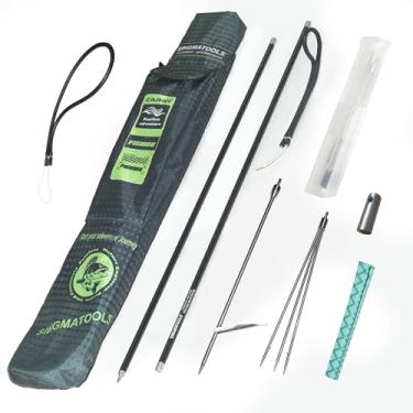 Imagem de Hawaiian Sling Fishing Spear 2.1 m Travel Aluminium Pole Spear 3 Prong Sling Equipamento de pesca Snorkeling Scuba Mergulho Arpão para pesca caiaque, caça submarina, mergulho livre (preto)