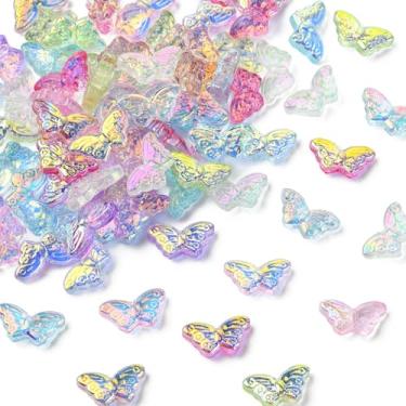 Imagem de KitBeads 80 peças 8 cores galvanizadas contas de lâmpada borboleta vidro iridescente inseto animal espaçador contas para fazer joias, pulseiras, brincos, chaveiros, canetas, artesanato