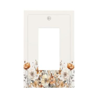 Imagem de Naiqadnehz Capas decorativas vintage outono flores quentes 1 gangue único interruptor de luz interruptor placa de parede GFCI placa de interruptor elétrico capa para quarto decoração de casa