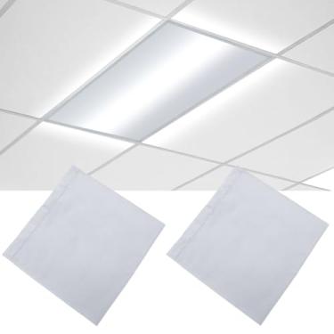 Imagem de 2 capas de luz fluorescente, capas de luz magnética de 10 x 6 metros para painel de luzes de teto, filtros de luz de teto para escritório, sala de aula, escola, casa, material de tecido de poliéster