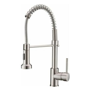 Imagem de Torneira Gourmet Para Cozinha Inox Escovado De Bancada Quente e frio Monocomando Misturador Cor Prateado