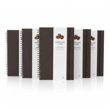 Imagem de Caderno de Anotações Espiral com Elástico, Capa Papel Reciclado, 70 Folhas Pautadas, 21x15cm, com Suporte para Caneta, não acompanha caneta (5, Café)