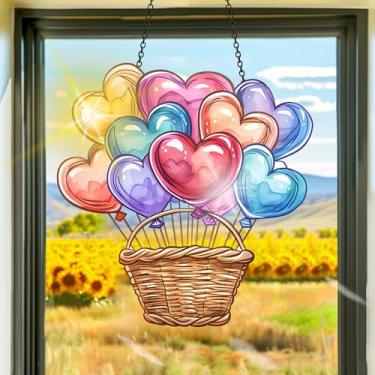 Imagem de Apanhador de sol de acrílico colorido, decoração de janela pendurada com balões para pendurar na janela, arte de parede de arco-íris, para sala de estar, quarto, varanda, decoração de jardim interno e