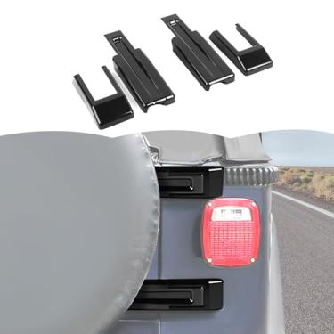 Imagem de RT-TCZ Tampa da dobradiça da porta traseira, suporte de pneu sobressalente, acabamento da porta traseira, acessórios exteriores para Jeep Wrangler TJ 1997-2006 (preto)