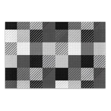 Imagem de Quebra-cabeça preto alternado xadrez 500 peças adultos decoração de arte animal único quebra-cabeça divertido bobo, 50 x 37 centímetros