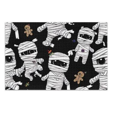 Imagem de Quebra-cabeça para adultos 1000 peças bonecas fofas múmias preto branco elefante exclusivo quebra-cabeça cenário arte floral, 75 x 40 centímetros