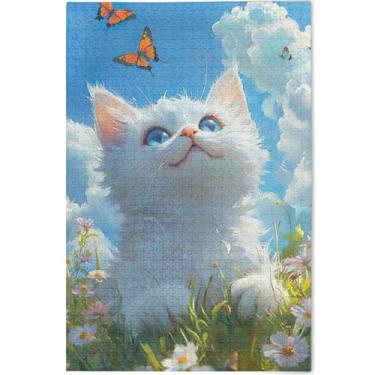 Imagem de Quebra-cabeça floral de gato Ragdoll fofo personalizado 500 peças adultos animal flor arte divertida família quebra-cabeça jogo técnico presentes, 52 cm x 37,8 cm