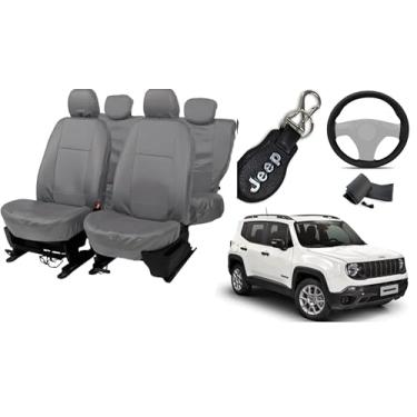 Imagem de Capa De Couro Cinza Para O Banco Jeep Renegade 2020-2024, Proteção Impermeável, Resistente, Elegante e Fácil de Instalar, Ideal para Proteger o Estofado do Seu Carro Contra Sujeira, Desgaste e Danos