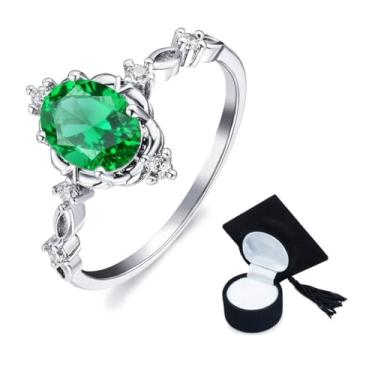 Imagem de Anel De Formatura Prata Banhado Prateado Profissões Profissão (Verde, 18)