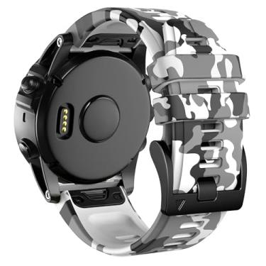 Imagem de DFAMIN Para pulseiras Fenix 7X, pulseiras de silicone de 26 mm de substituição para smartwatch Fenix 5X/Fenix 5X Plus/Fenix 6X/Fenix 6X Pro/Tactix Delta/Descent Mk2i (branco camuflagem)