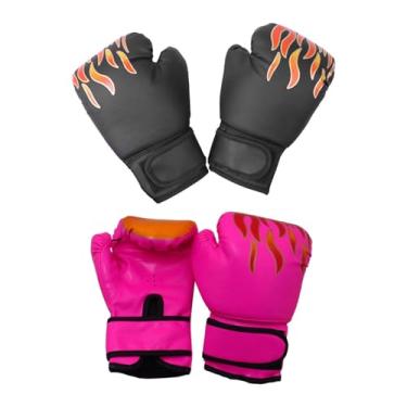Imagem de Pegciuho 2 Pares de Luvas de Boxe Infantis, Luvas de Treino em Couro PU, Luvas de Boxe para Iniciantes em Karatê E Muay Thai, Rosa e Preto