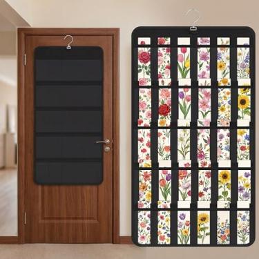 Imagem de Faccito 1 organizador de exibição de adesivos pendurados, armazenamento de adesivos dupla face com 60 bolsos, suporte portátil para pendurar na parede para vendedores, eventos, colecionadores