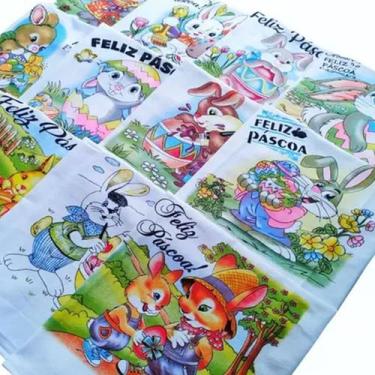Imagem de Pano De Prato Lomaer Sacaria Estampado Pascoa 0,45 x 0,71cm 12Und Bran