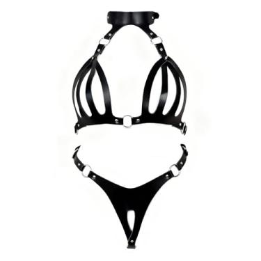 Imagem de Peitoral ajustável para o corpo – couro sintético e liga | Peitoral sexy para pernas, cintura, sutiã e corrente corporal para mulheres, Adjustable, Couro, Sem Pedra Preciosa