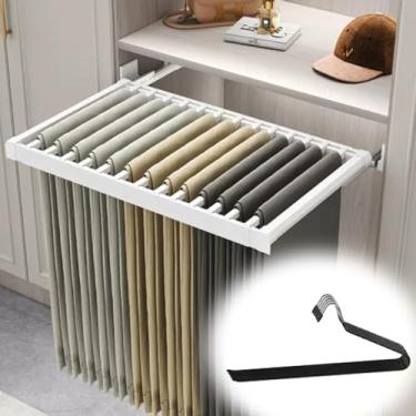 Imagem de Cabides ajustáveis para calças, cabides extensíveis para calças, cachecóis, gravatas, toalhas - Organizador que economiza espaço para armários (90 cm/35 pol)