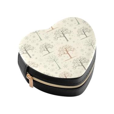 Imagem de Burbuja Mini caixa de joias em forma de coração com árvores para mulheres e meninas, estojo portátil organizador de armazenamento para brincos, anéis, colares e pulseiras