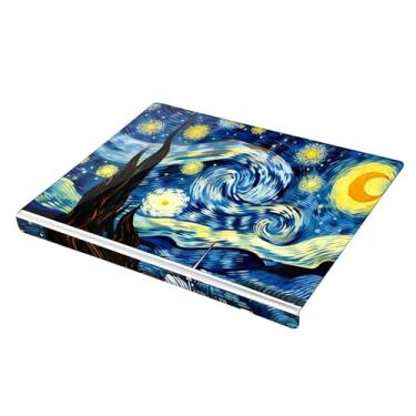 Imagem de SEHANY Tábua de corte de acrílico Van Gogh's Starry Night com borda de balcão, 34 x 42 cm, placa de corte transparente antiderrapante para bancada de cozinha, perfeita para pão, frutas e vegetais