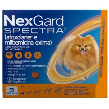 Imagem de NexGard Spectra Anti Pulgas e Carrapatos para Cães de 2 a 3,5kg 3 Tabl