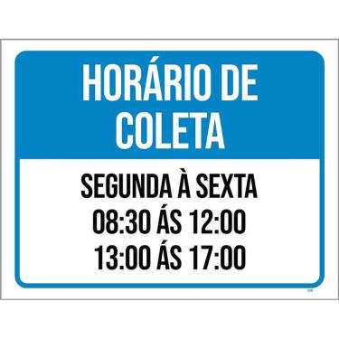 Imagem de Placa Horário De Coleta Segunda Sexata 8 As 17 27X35