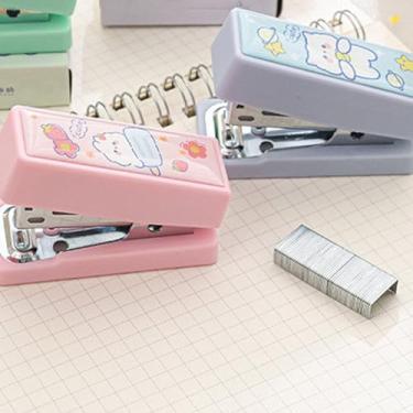Imagem de Grampeador portátil de desenho animado, grampeador de mesa para escritório, escola, casa, documentos, ensaios (azul)