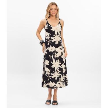 Imagem de Vestido Super Midi Feminino Visco Maquinetada Preto - Rovitex, P, Pret