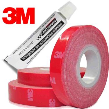 Imagem de Rolo De Fita Dupla Face Adesiva + Primer 3m 1 Metro X 9,5mm