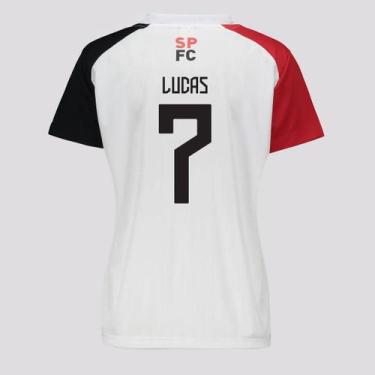 Imagem de Camisa São Paulo Entrelaço 7 Lucas Feminina Branca - Braziline, GG