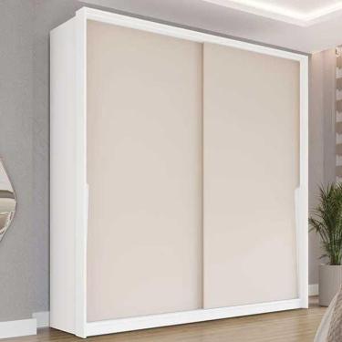 Imagem de Guarda Roupa Casal Porto 2 Portas de Correr 2 Gavetas MDF-MDP Branco-creme Politorno