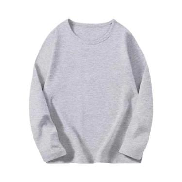 Imagem de Camiseta Infantil De Algodão, 8 Cores, Manga Comprida, Gola Redonda, P