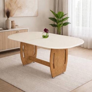 Imagem de Mesa de Jantar Oval 137cm em MDF Moderna Para Sala de Jantar ou Cozinha Mesa Elegante 4 Lugares