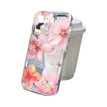 Imagem de Capa De Silicone Transparente Com Estampa Floral Para Samsung S25 Ultr