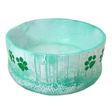 Imagem de Comedouro Pet com Patinhas Tigela em Resina Bebedouro Cachorro Gato - 