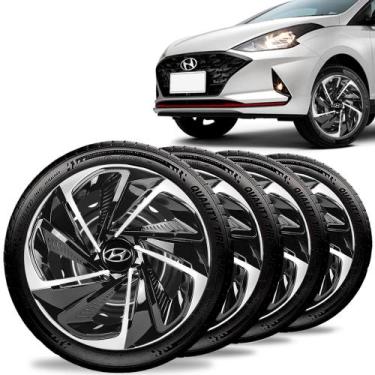Imagem de Jogo 4 Calota Nitro Aro 14 Black Silver Hyundai Hb20 - Elitte